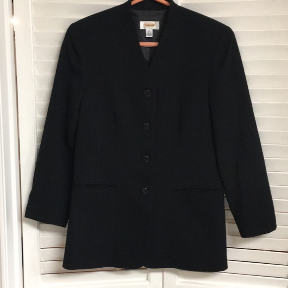 TALBOTS LIKE NEW Black wool blazer petite size 8P career tailored business - Picture 7 of 7